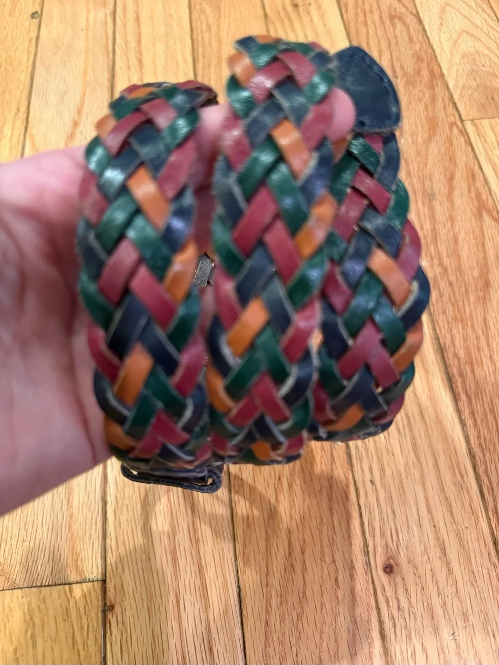 VTG Multicolor Braided Leather Belt preppy nautical